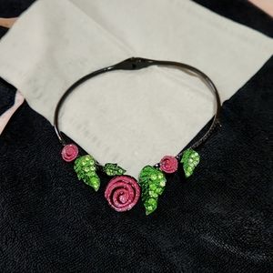 BETSY JOHNSON JOHNSON BETSYVILLA ROSE HINGE PINK AND BLING NECKLACE